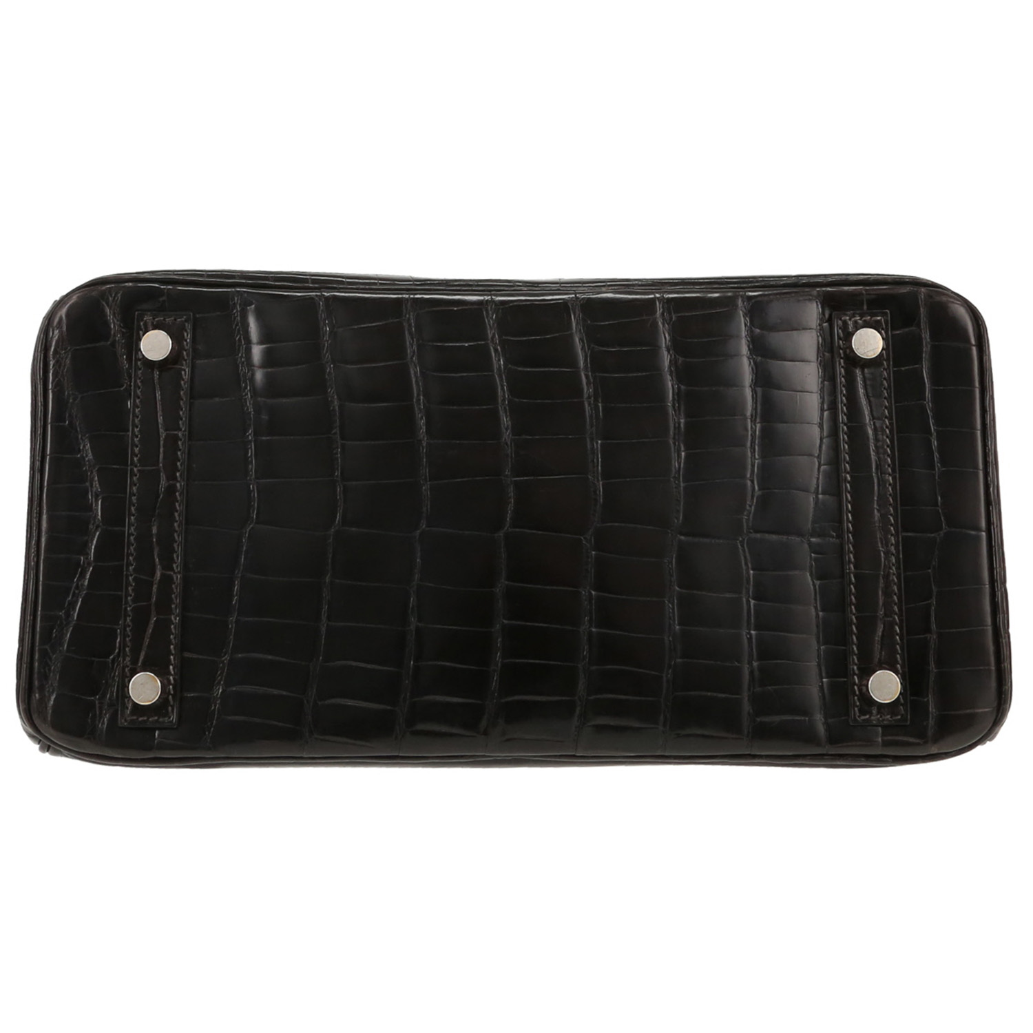 Sac à main Hermès  Birkin 30 cm en crocodile niloticus noir - Detail D1