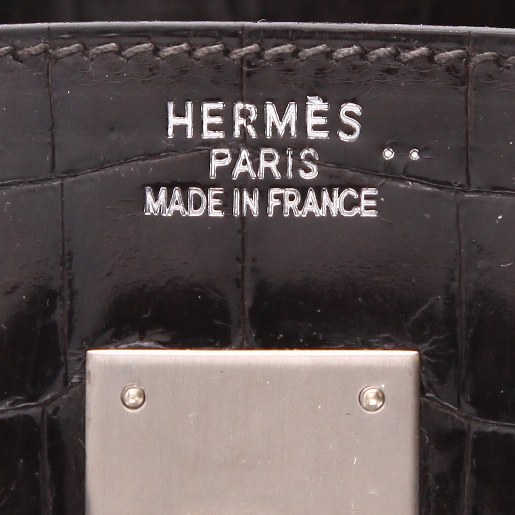 Borsa Hermès  Birkin 30 cm in coccodrillo niloticus nero - Detail D2