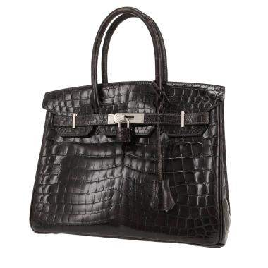 Sac à main Hermès  Birkin 30 cm en crocodile niloticus noir