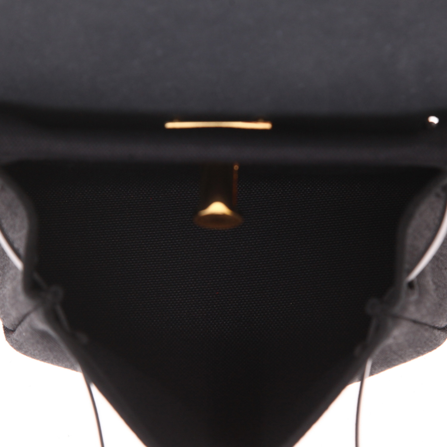 Hermès  Mini Herbag shoulder bag  in black canvas and leather - Detail D3