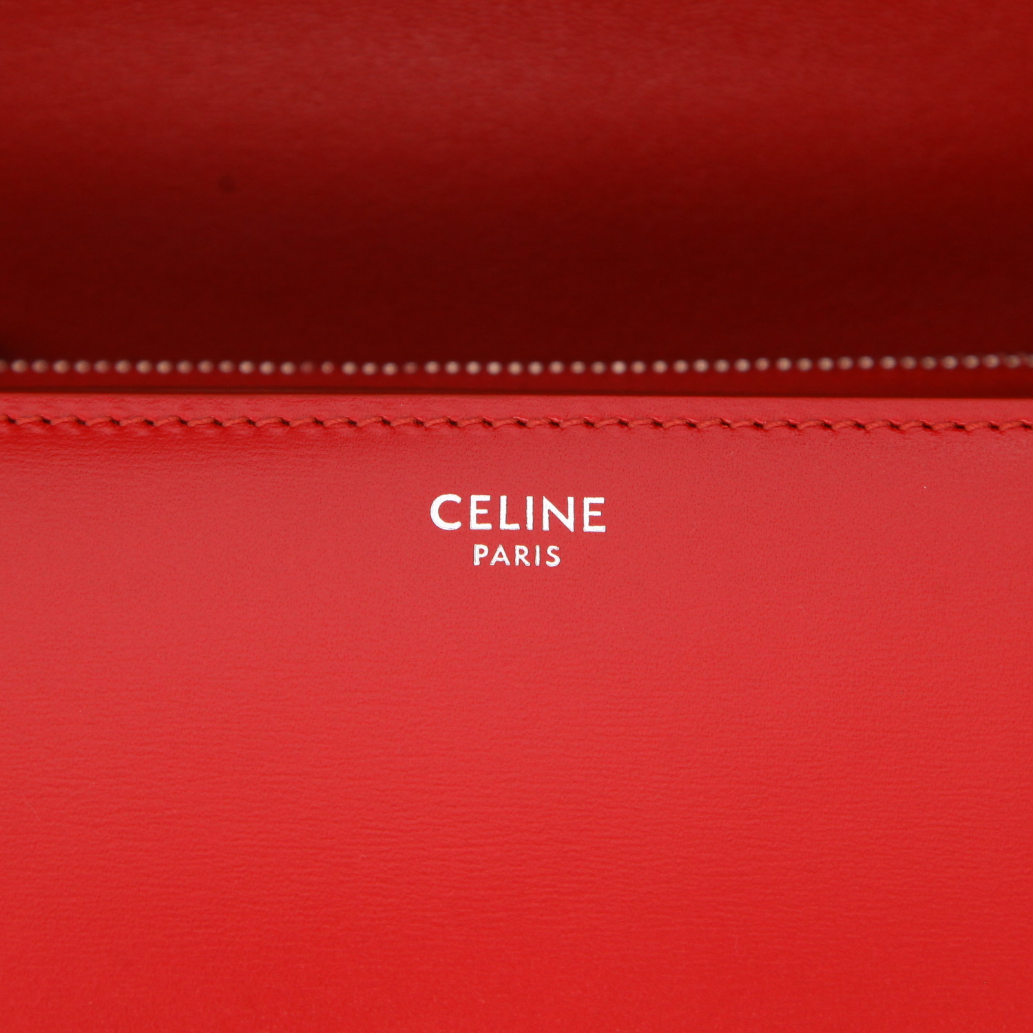 Borsa a tracolla Celine  Classic Box in pelle liscia rossa - Detail D2