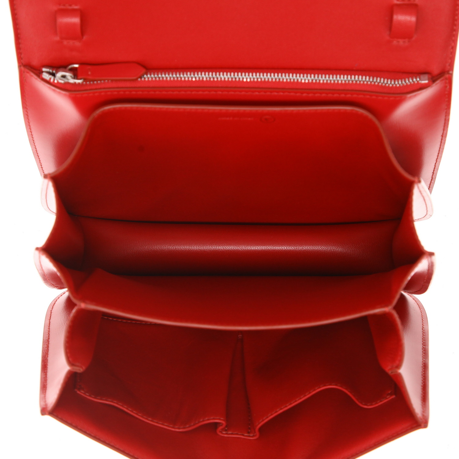Sac bandoulière Celine  Classic Box en cuir lisse rouge - Detail D3