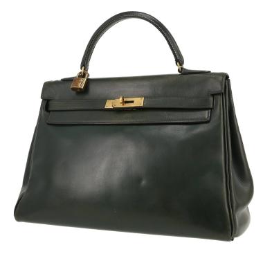 Borsa Hermès  Kelly 32 cm in pelle box verde-pino