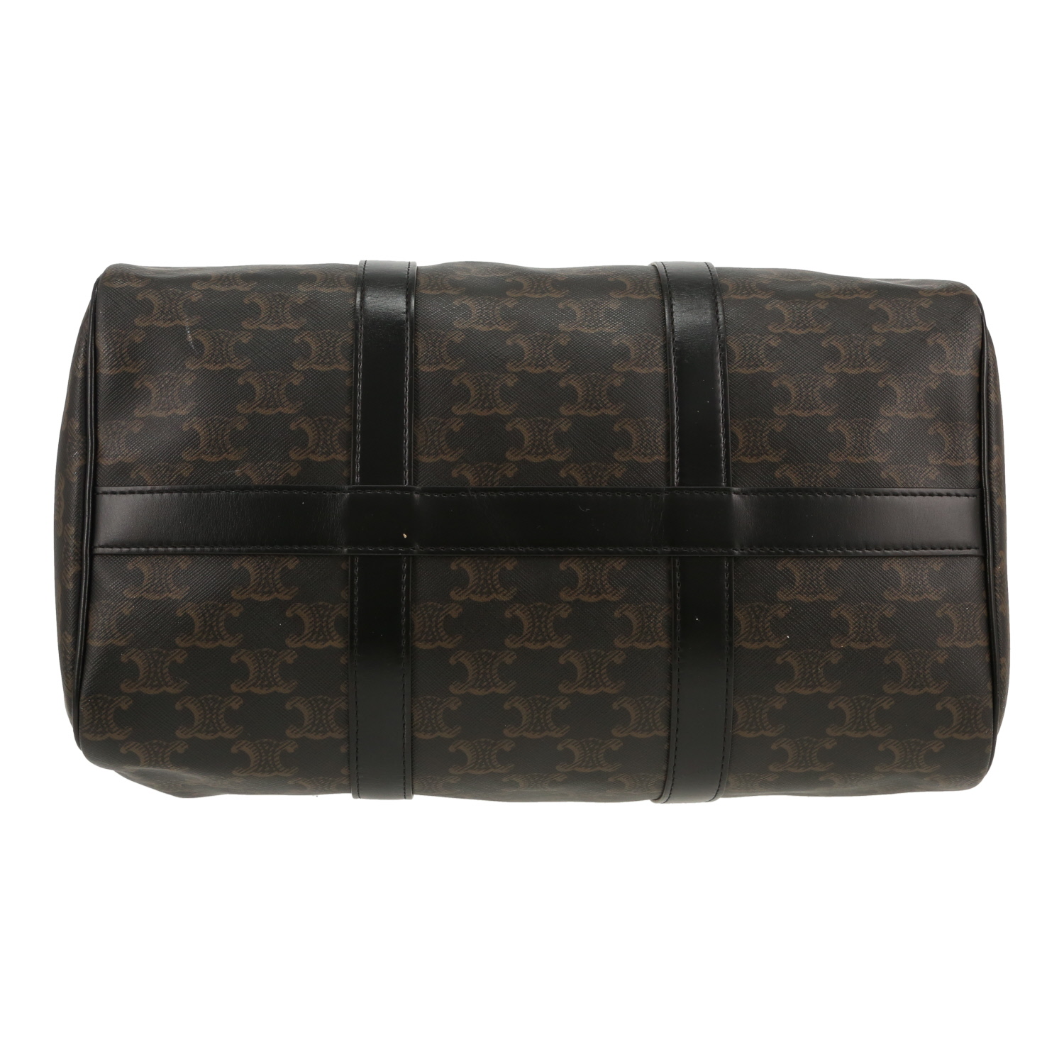 Borsa Celine  Boston in tela "Triomphe" marrone e pelle nera - Detail D1