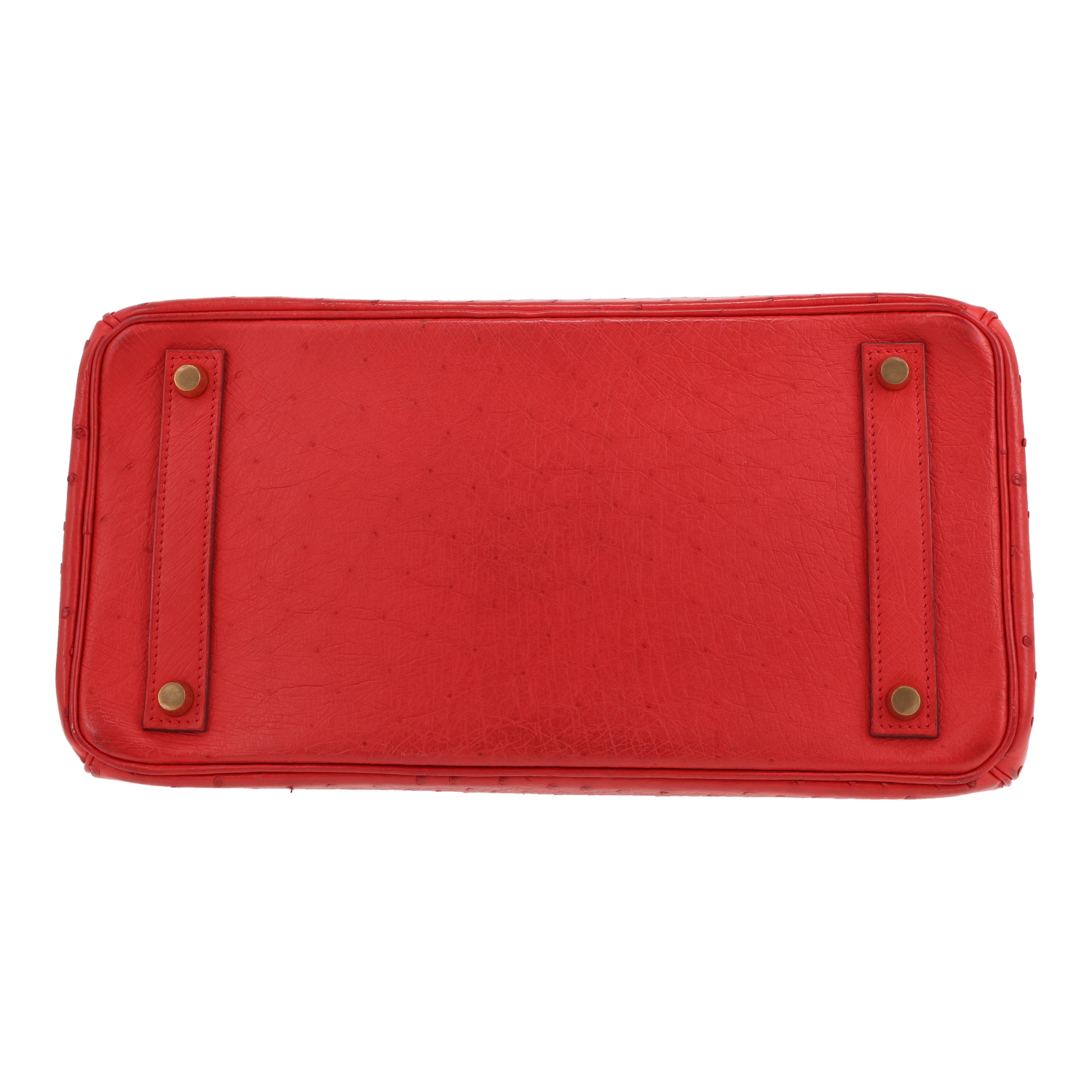 Borsa Hermès  Haut à Courroies 32 cm in struzzo rosso - Detail D1