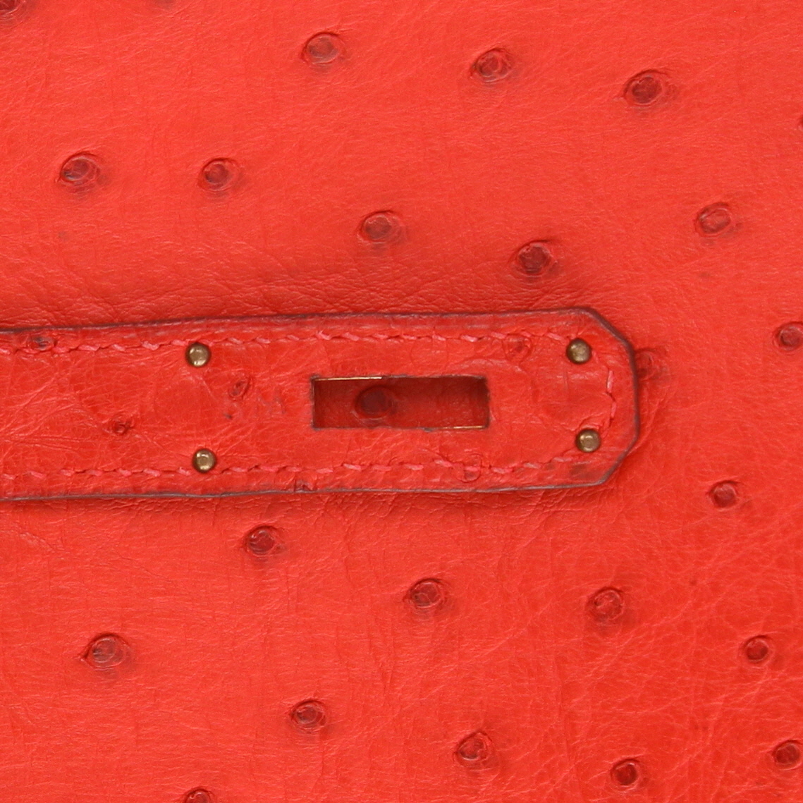 Borsa Hermès  Haut à Courroies 32 cm in struzzo rosso - Detail D4