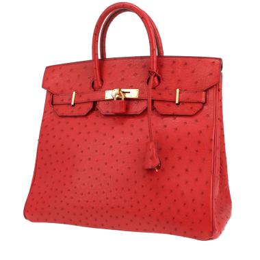Hermès  Haut à Courroies 32 cm handbag  in red ostrich leather