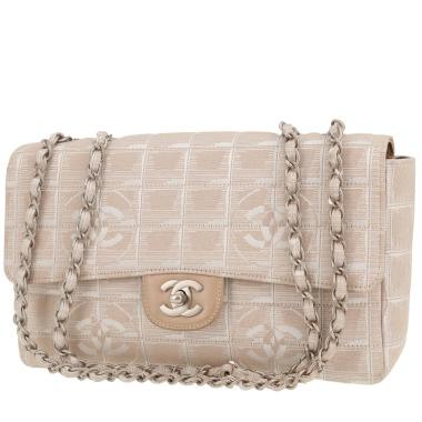 Bolso de mano Chanel  Choco bar en lona beige