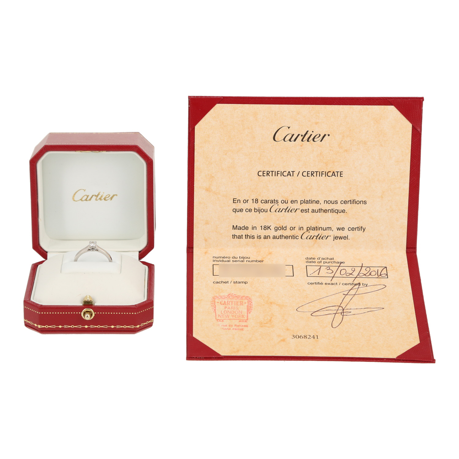 Anello solitario Cartier 1895 in platino e diamanti - Detail D2