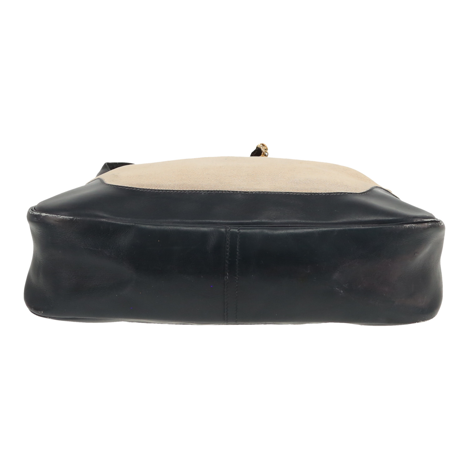 Borsa Hermès  Trim in tela beige e pelle box blu marino - Detail D1