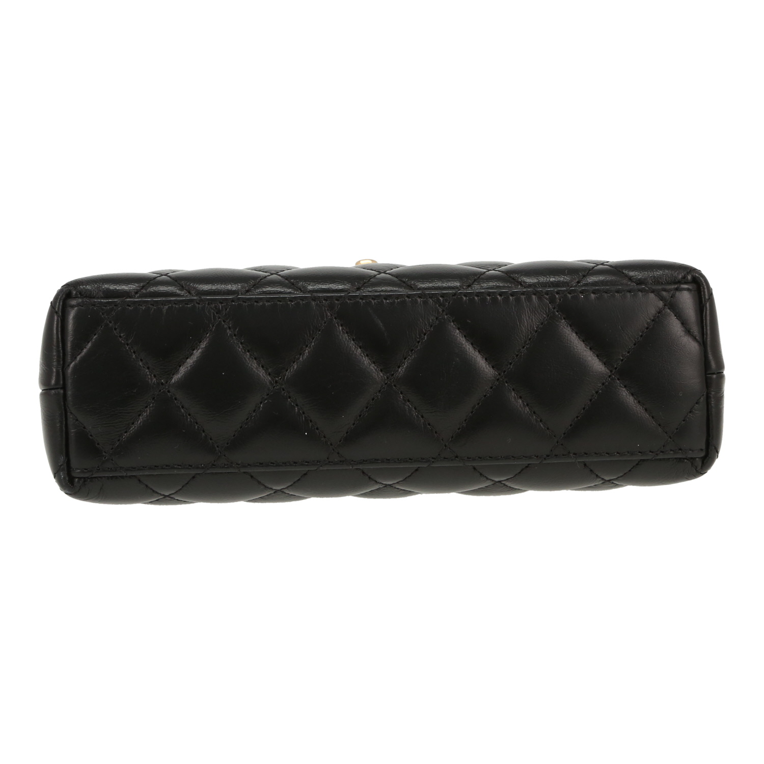 Chanel  Mini Shopping shoulder bag  in black quilted leather - Detail D1
