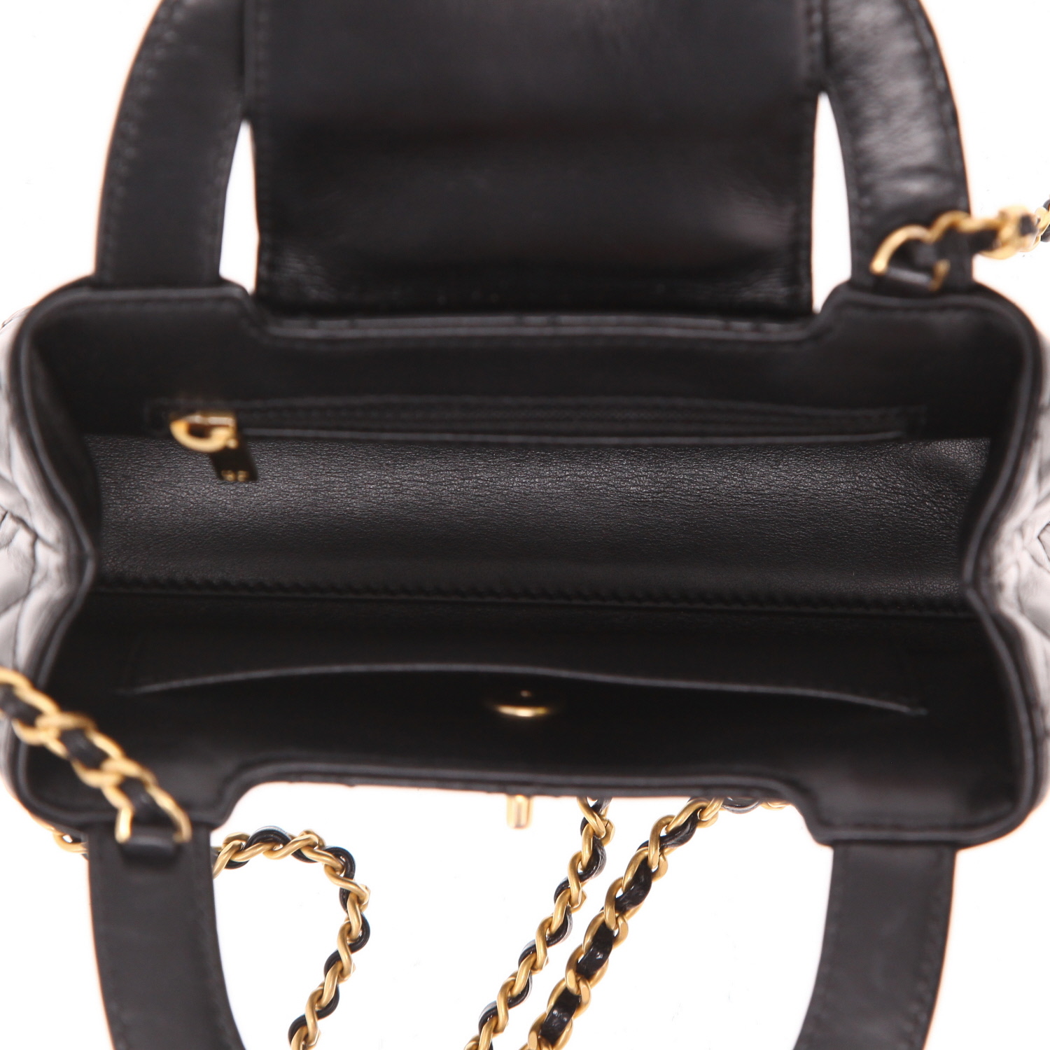 Chanel  Mini Shopping shoulder bag  in black quilted leather - Detail D3
