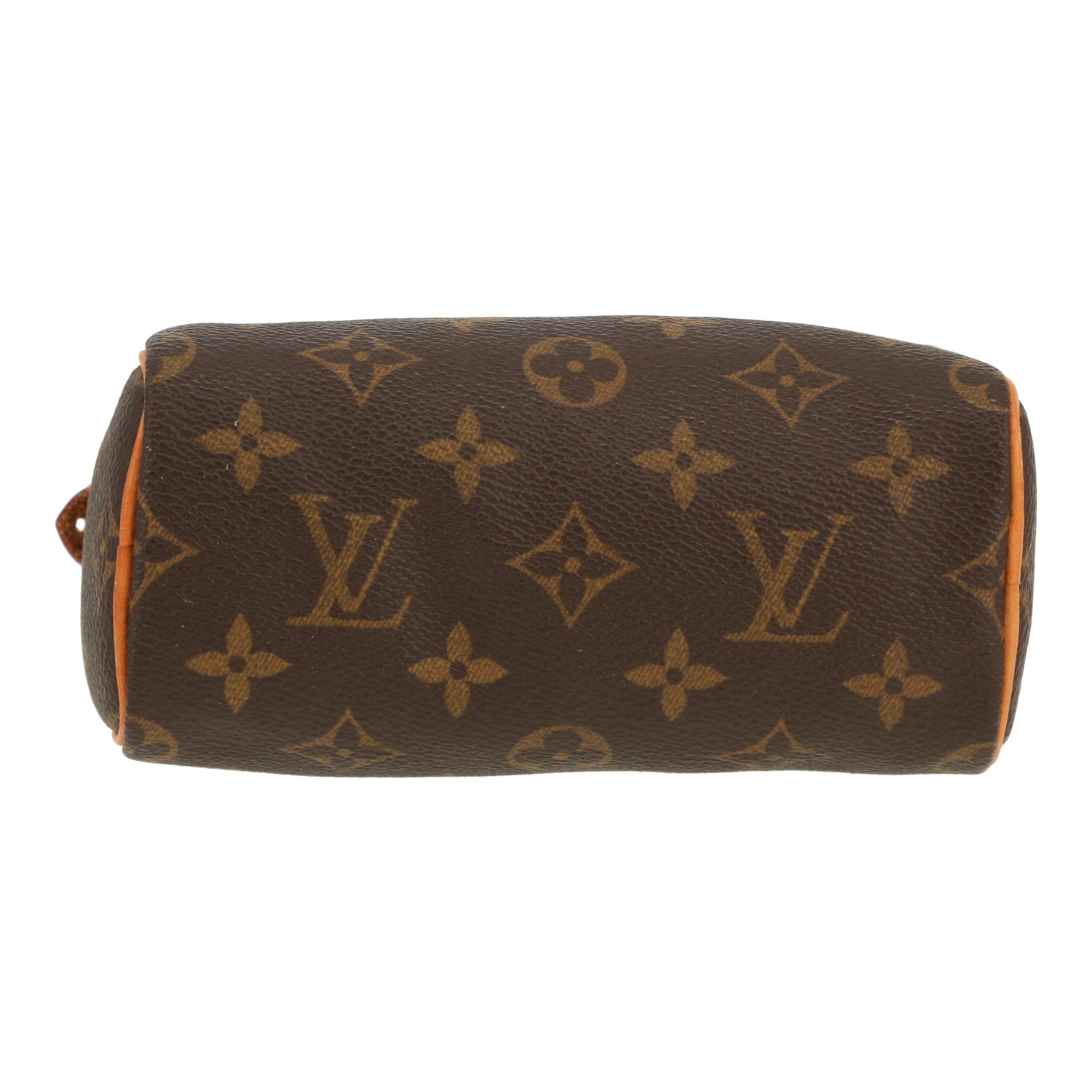 Sac bandoulière Louis Vuitton  Nano Speedy en toile monogram marron et cuir naturel - Detail D1
