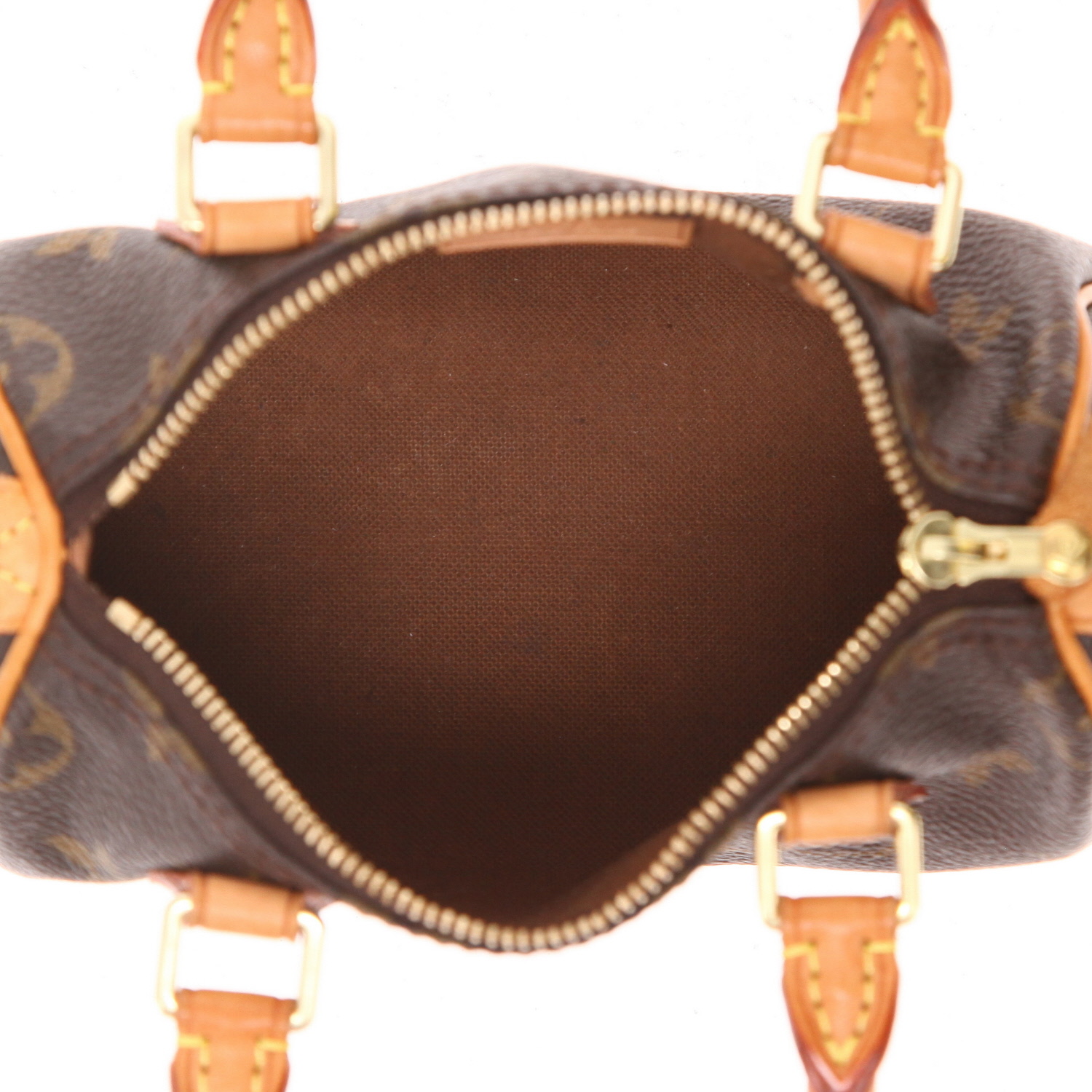 Borsa a tracolla Louis Vuitton  Nano Speedy in tela monogram marrone e pelle naturale - Detail D3