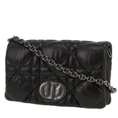 Sac bandoulière Dior  Caro en cuir cannage noir
