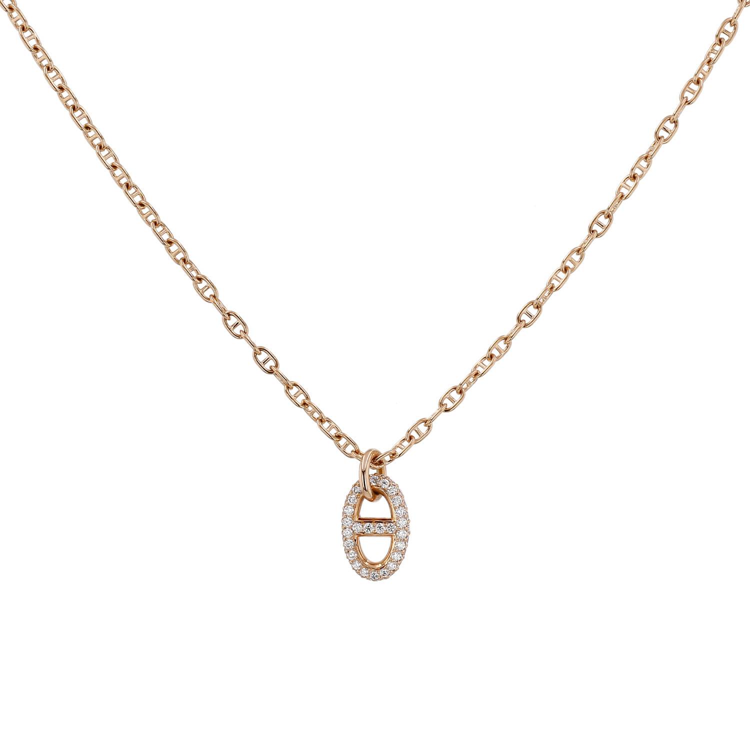 Pendentif Hermès Farandole petit modèle en or rose et diamants