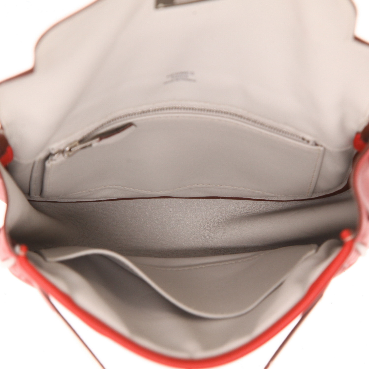 Borsa Hermès  Berline in pelle Swift rossa e profili grigio - Detail D3
