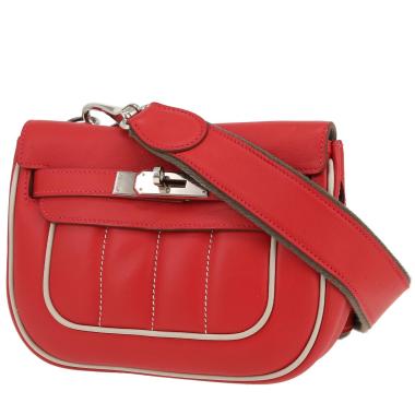Borsa Hermès  Berline in pelle Swift rossa e profili grigio