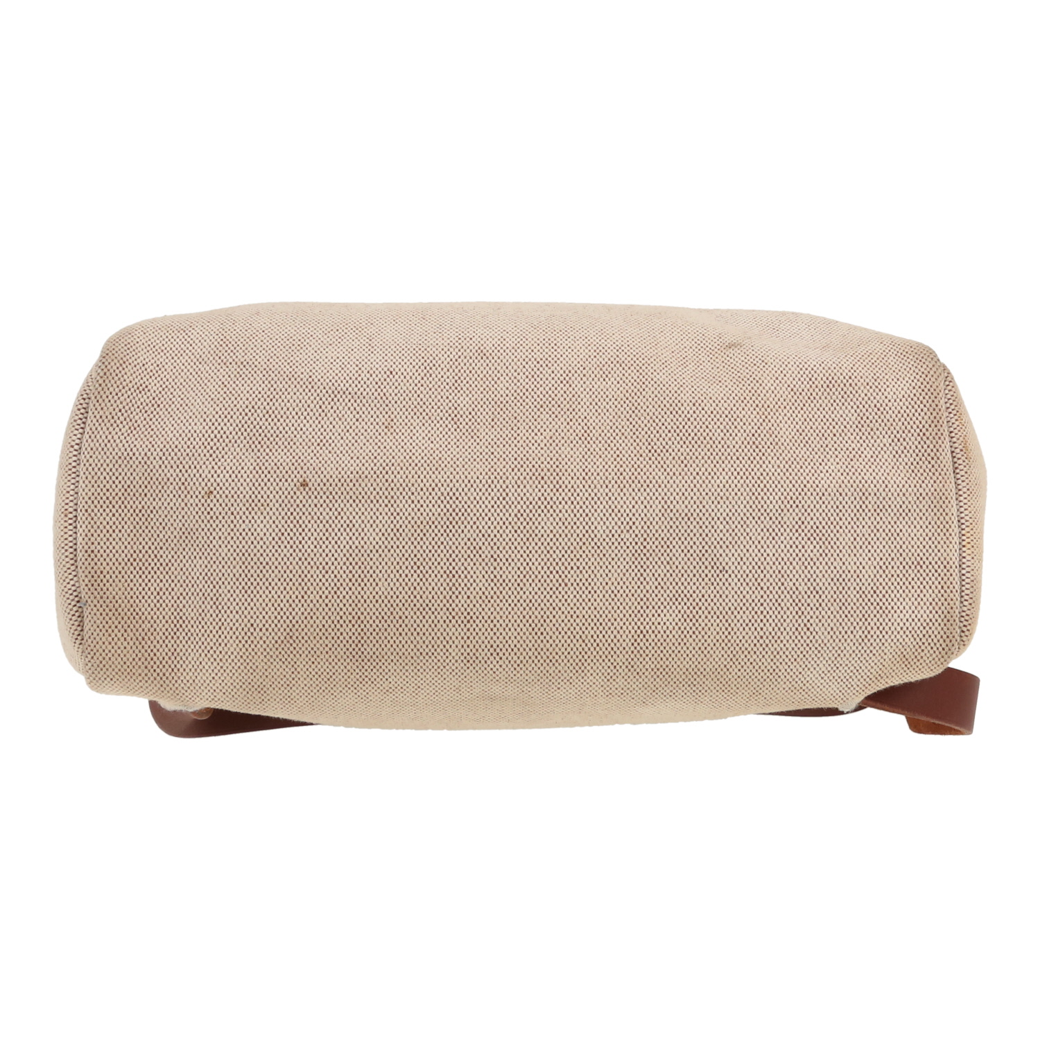 Hermès  Herbag - Backpack backpack  in beige canvas  and brown leather - Detail D1