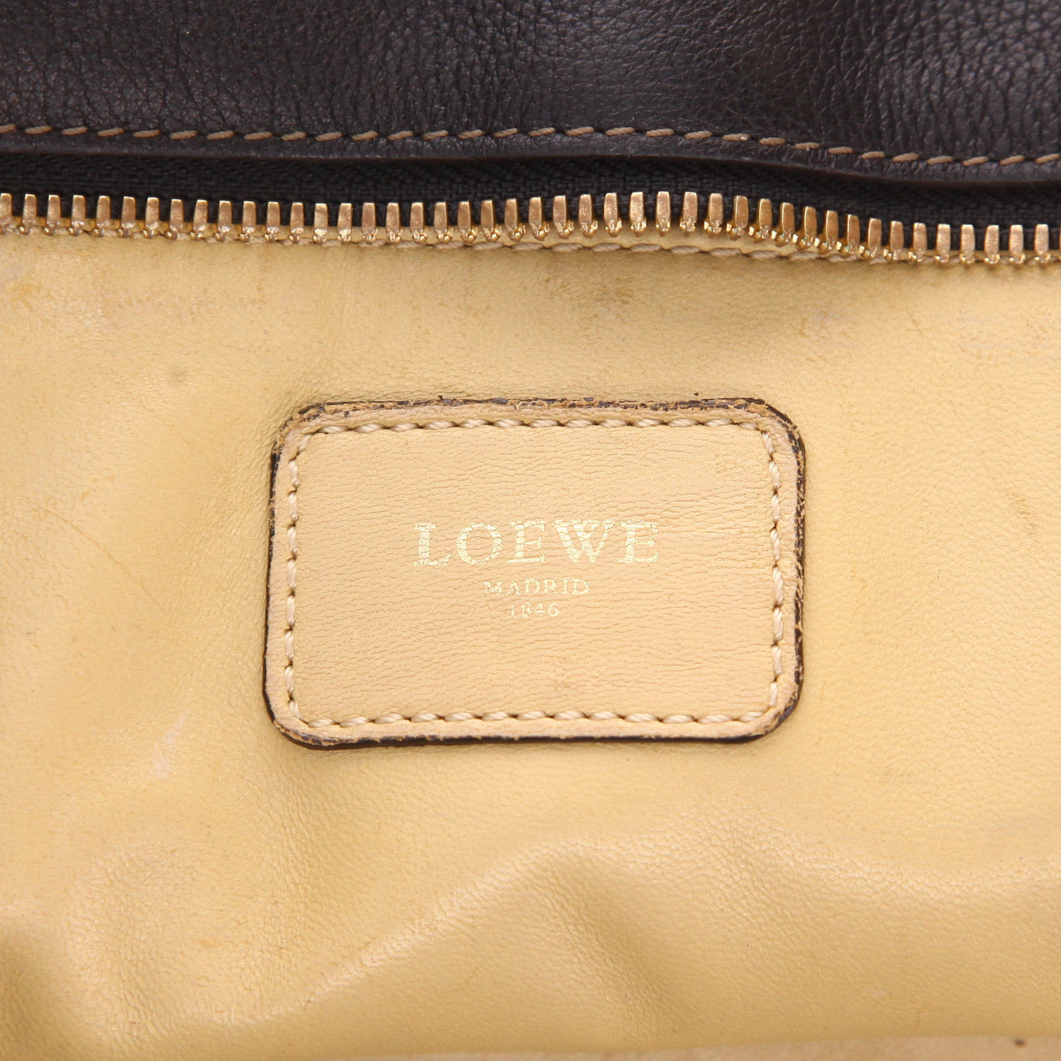 Borsa Loewe  Amazona in pelle marrone e beige - Detail D2