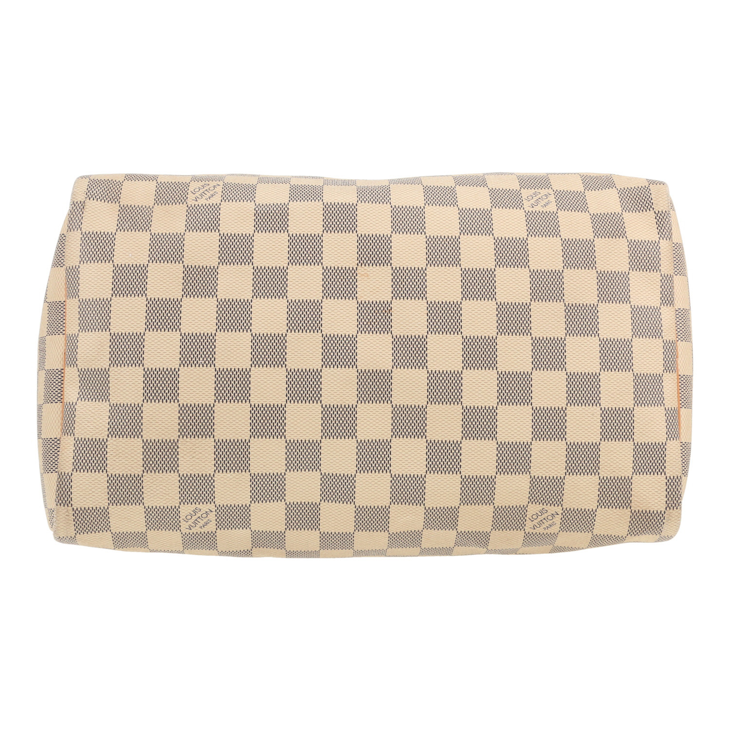 Louis Vuitton Speedy 30 handbag in azure Damier canvas and natural leather - Detail D1