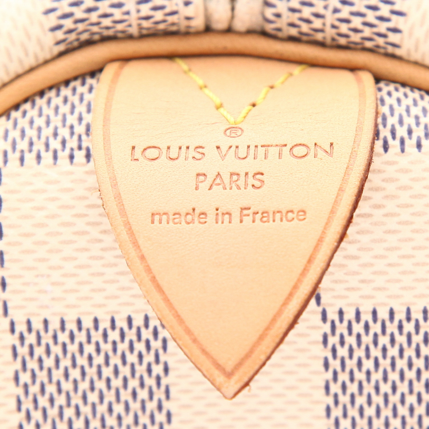 Sac à main Louis Vuitton  Speedy 30 en toile damier azur et cuir naturel - Detail D2