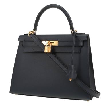 Borsa Hermès  Kelly 28 cm in pelle Epsom blu indaco