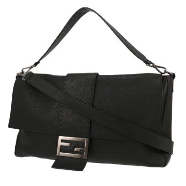 Fendi  Baguette large model  handbag  in black grained leather