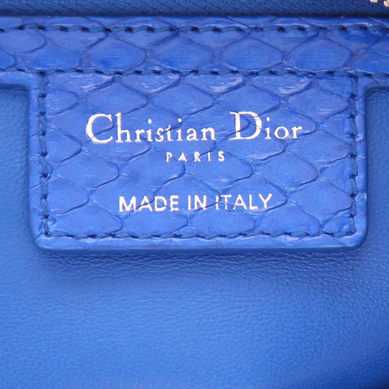 Borsa Dior  Lady Dior modello grande  in pitone blu - Detail D2