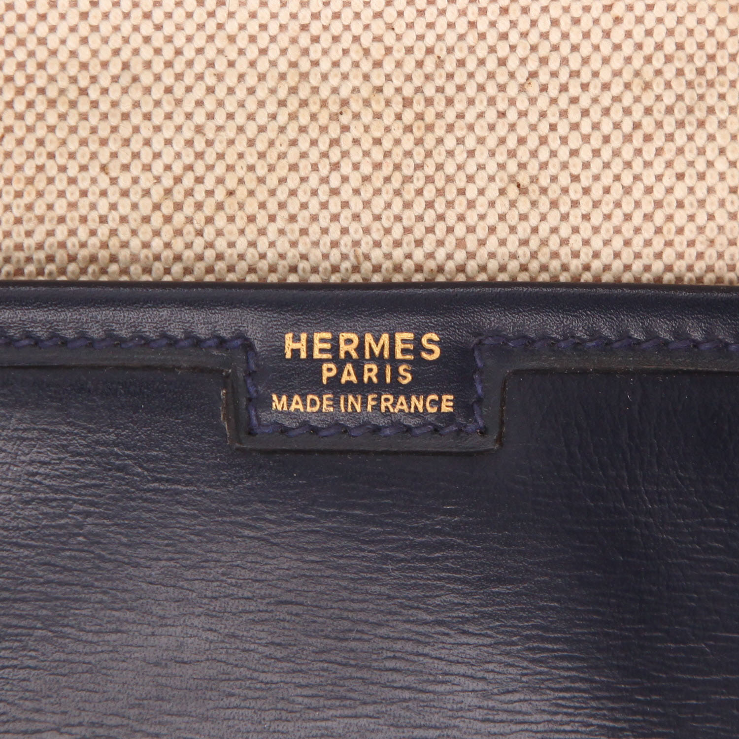 Pochette Hermès  Jige in pelle box blu marino - Detail D2