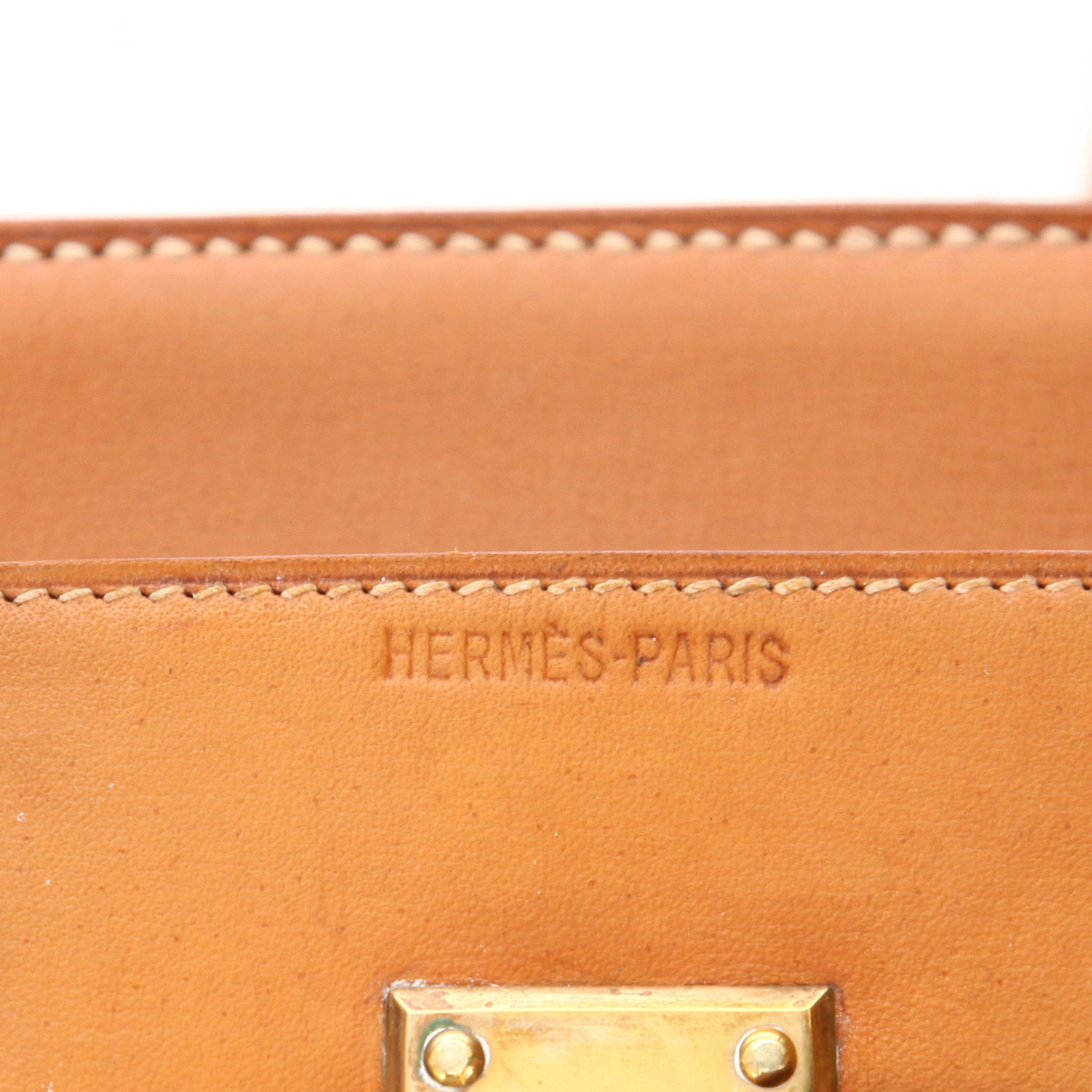 Sac de voyage Hermès  Haut à Courroies en cuir naturel - Detail D2