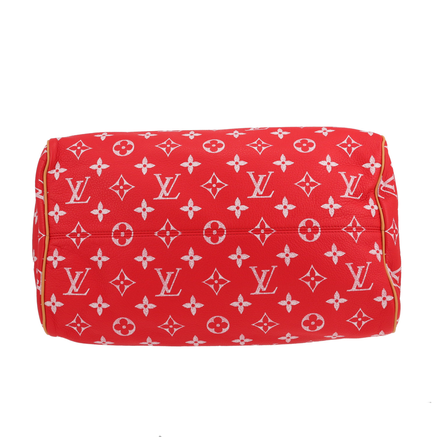 Borsa a tracolla Louis Vuitton  Speedy P9 Bandoulière 40 in pelle monogram rossa e pelle naturale - Detail D1