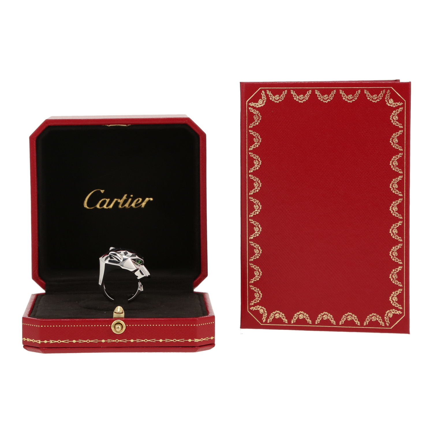 Cartier Panthère ring in white gold, tsavorites, onyx and lacquer - Detail D2