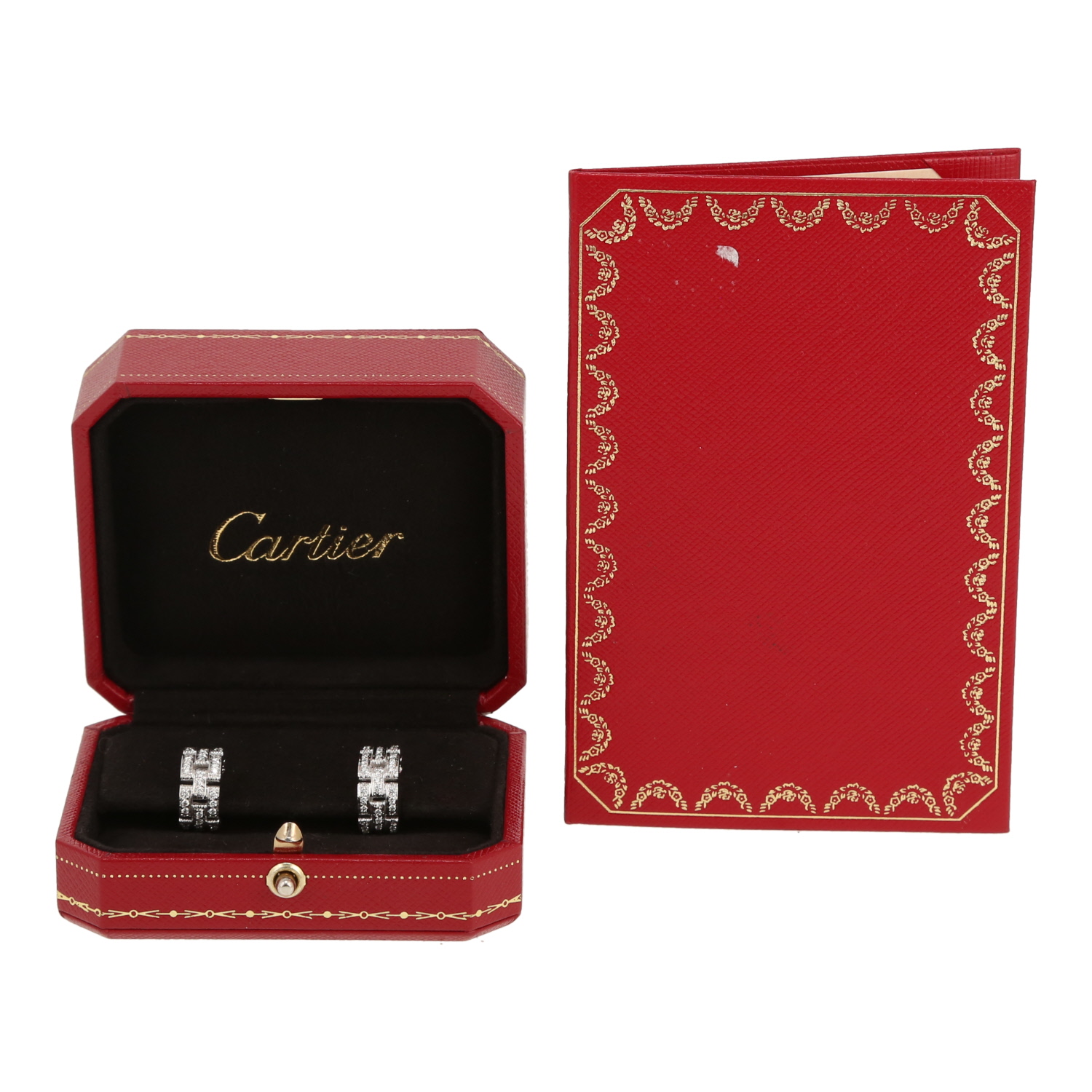 Paire de créoles Cartier Maillon Panthère en or blanc et diamants - Detail D2