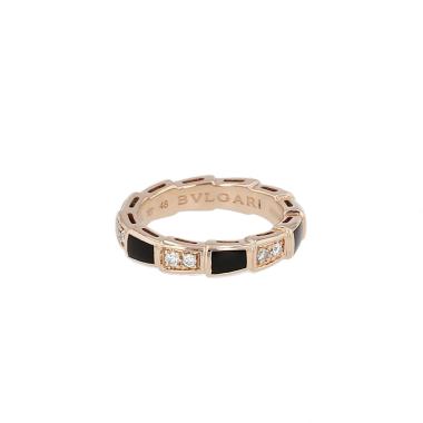 Bague Bulgari Serpenti Viper en or rose, diamants et onyx