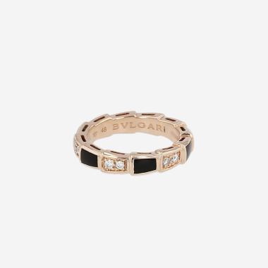 Bague Bulgari Serpenti Viper en or rose, diamants et onyx