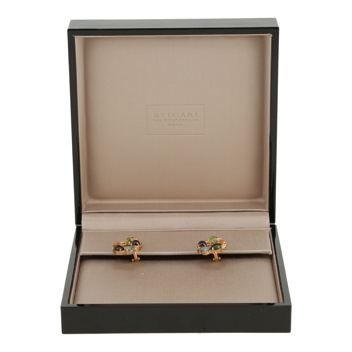 Paire de boucles d'oreilles semi-articulée Bulgari Astrale en or jaune, tourmalines, péridots, grenat, topaze, citrine et diamants - Detail D2