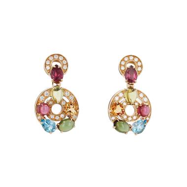 Orecchini semi-mobili Bulgari Astrale in oro giallo, tormaline, peridoto, granato, topazio, citrino e diamanti