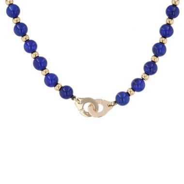 Dinh Van Menottes R15 necklace in yellow gold and lapis-lazuli