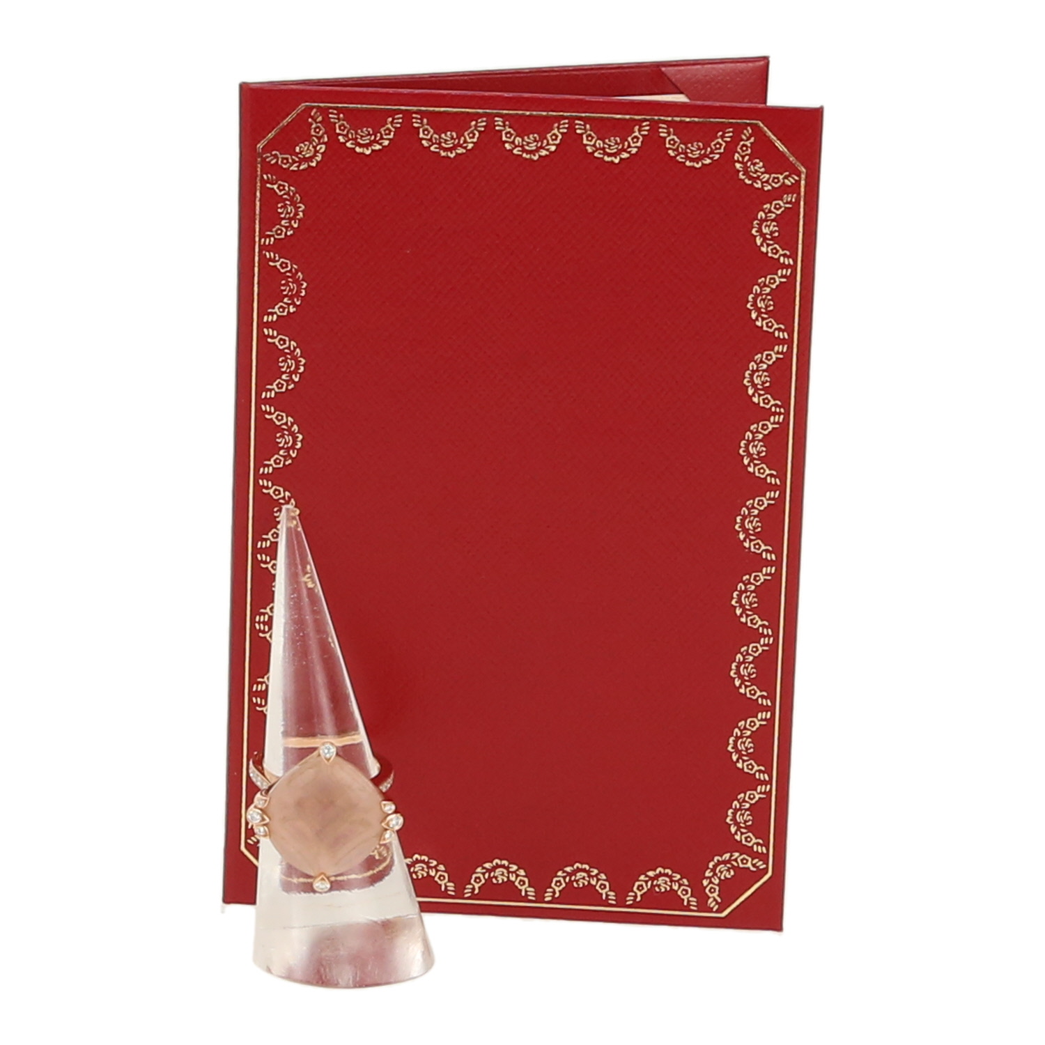 Bague Cartier Inde Mystérieuse en or rose, diamants et quartz rose - Detail D2