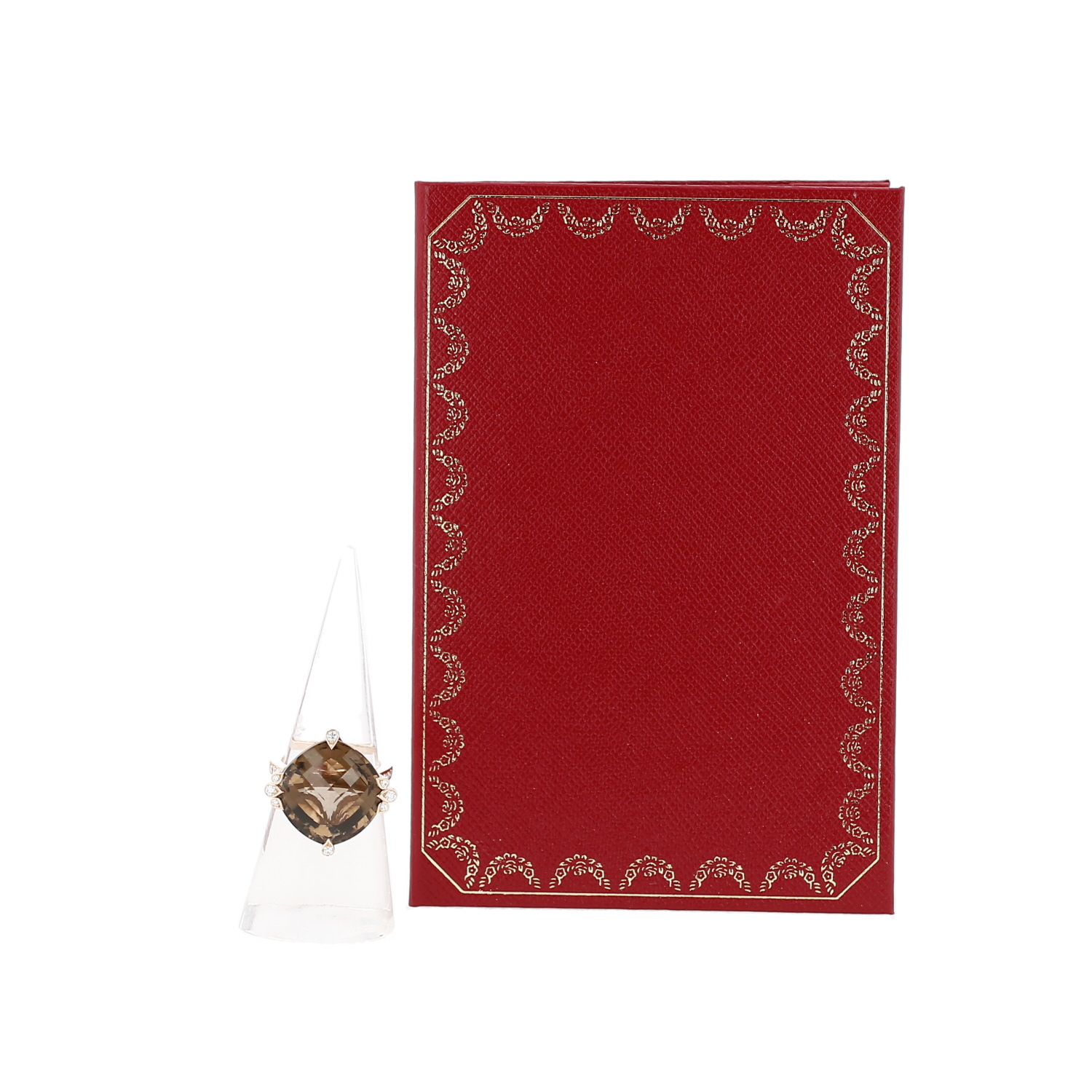 Anello Cartier Inde Mystérieuse modello grande in oro rosa, diamanti e quarzo fumé - Detail D2