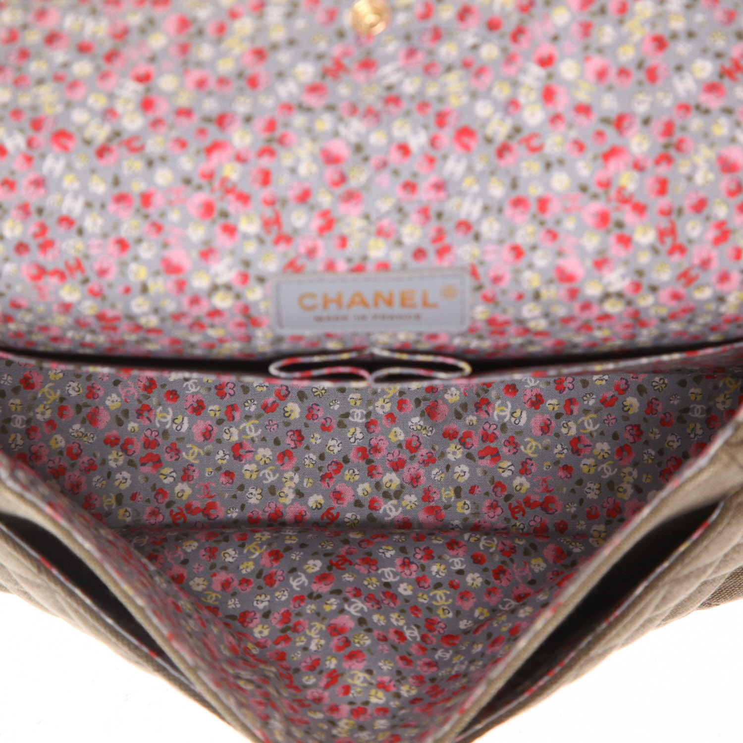 Borsa Chanel “Timeless Classic” in tela verde-kaki - Detail D3