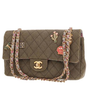 Borsa Chanel “Timeless Classic” in tela verde-kaki