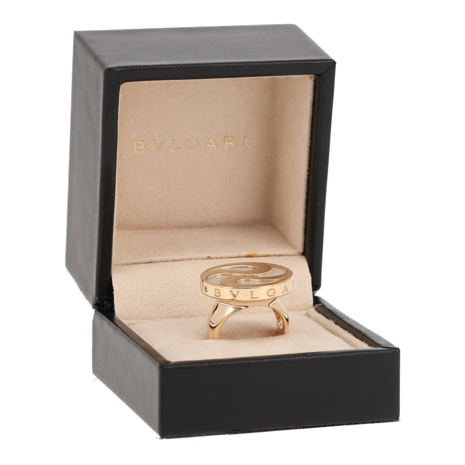 Bague Bulgari Optical en or jaune, acier et nacre - Detail D2