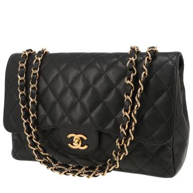 Borsa a tracolla Chanel  Timeless Jumbo in pelle martellata e trapuntata nera