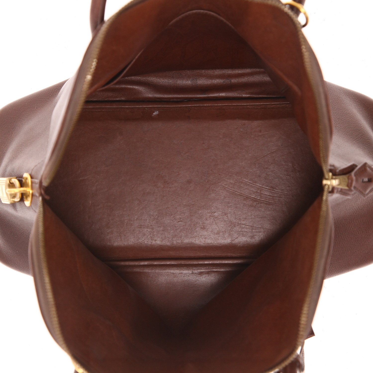 Hermès  Bolide 35 cm handbag  in brown Courchevel leather - Detail D3