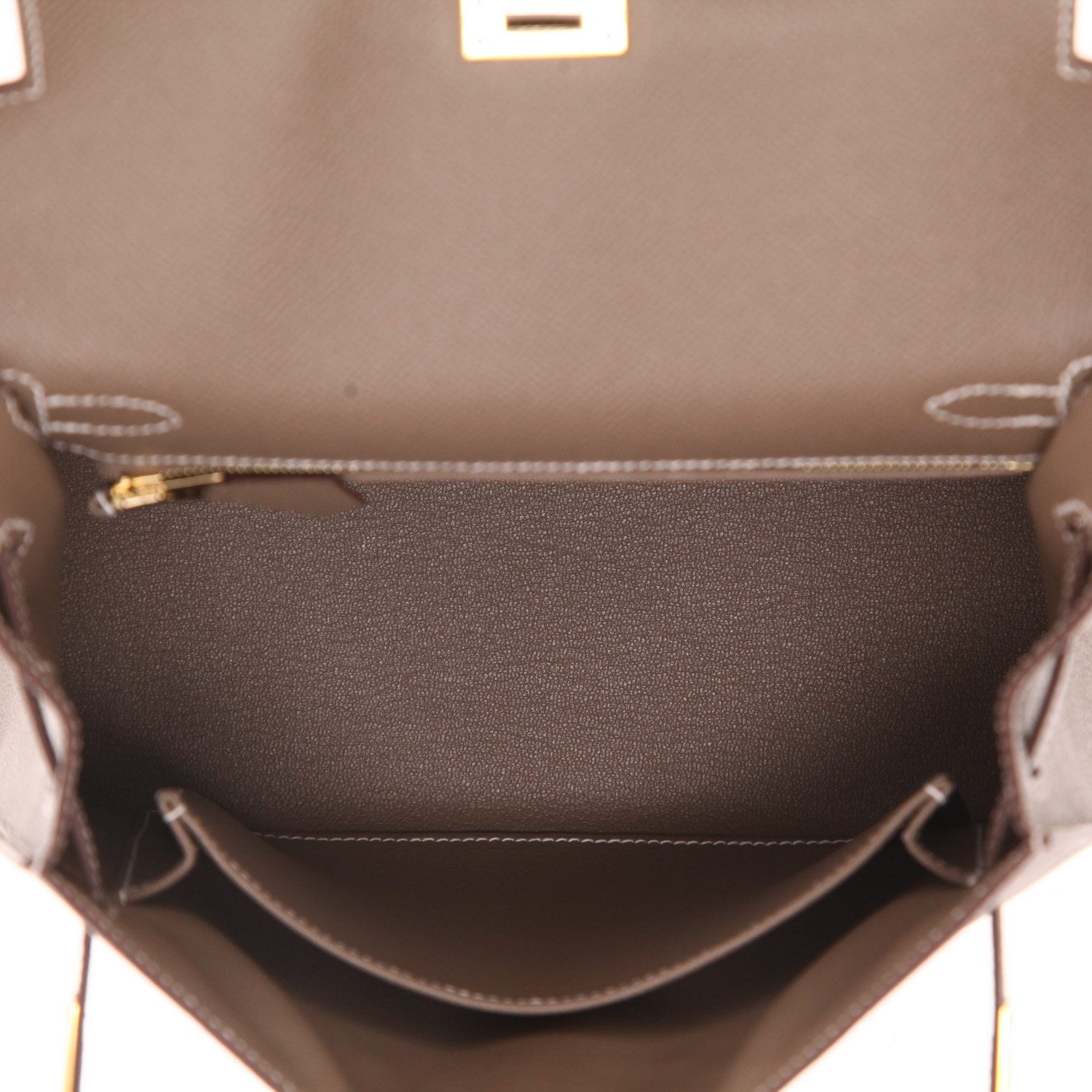 Hermès  Kelly 25 cm handbag  in etoupe epsom leather - Detail D3