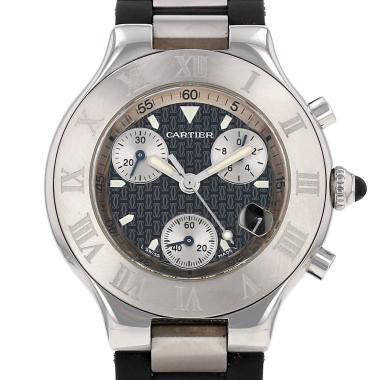 Montre Cartier 21 Chronoscaph en acier Ref: Cartier - 2424  Vers 2000