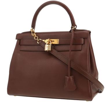 Bolso de mano Hermès  Kelly 28 cm en cuero Courchevel marrón