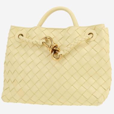 Sac à main Bottega Veneta  Andiamo en cuir intrecciato jaune